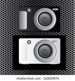 camera design over pattern background vector illustration    