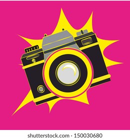 camera design over pink background vector illustration   