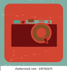 camera design over red background vector illustration 