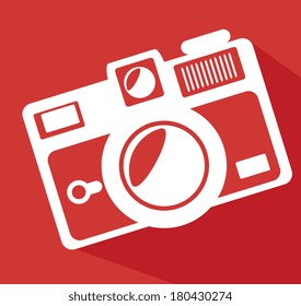 camera design over red background vector illustration
