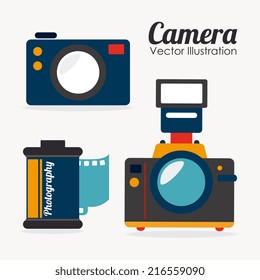 Camera design over white background, vector illustration