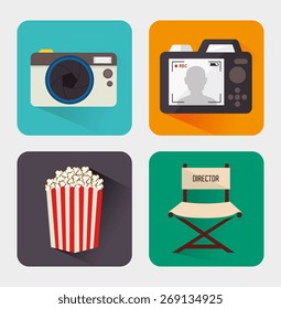 Camera design over white background, vector illustration.