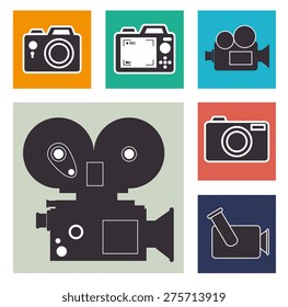 Camera design over white background, vector illustration.
