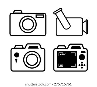 Camera design over white background, vector illustration.