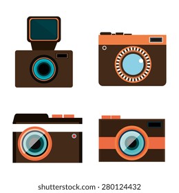 Camera design over white background, vector illustration.
