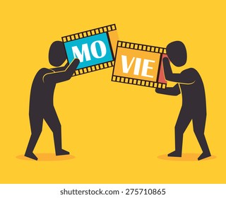 Camera design over yellow background, vector illustration.