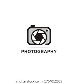 Diseño de cámara para material de imagen vectorial con logotipo de fotografía