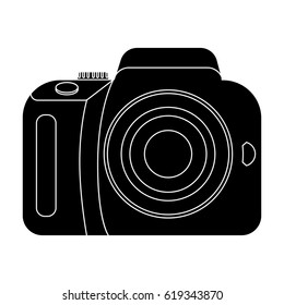 Camera detective. Camera, for shooting the scene, and to commit murder.Detective single icon in blake style vector symbol stock illustration.