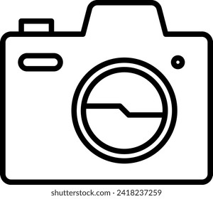 Camera device icon with black outline style. camera, photography, photo, lens, digital, equipment, film. Vector Illustration
