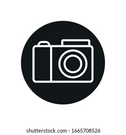 camera device line block style icon design, photography technology equipment digital photo focus and electronic theme Vector illustration