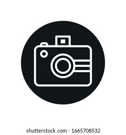 camera device line block style icon design, photography technology equipment digital photo focus and electronic theme Vector illustration