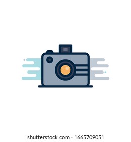 camera device line fill block style icon design, photography technology equipment digital photo focus and electronic theme Vector illustration