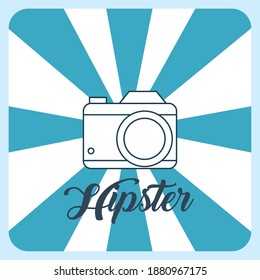 Camera device on striped background design, Gadget technology and photography theme Vector illustration