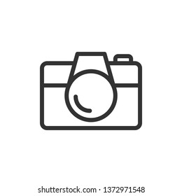 Camera device sign icon in flat style. Photography vector illustration on white isolated background. Cam equipment business concept.