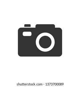 Camera device sign icon in flat style. Photography vector illustration on white isolated background. Cam equipment business concept.