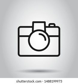 Camera device sign icon in flat style. Photography vector illustration on isolated background. Cam equipment business concept.