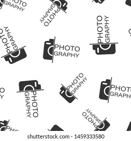 Camera device sign icon seamless pattern background. Photography vector illustration on white isolated background. Cam equipment business concept.