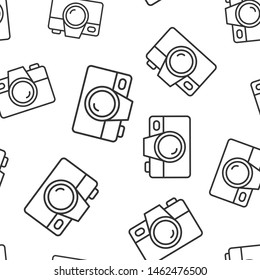 Camera device sign icon seamless pattern background. Photography vector illustration on white isolated background. Cam equipment business concept.