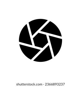 Camera diaphragm black glyph ui icon. Mechanism. Simple filled line element. User interface design. Silhouette symbol on white space. Solid pictogram for web, mobile. Isolated vector illustration