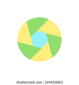 Diafragma de cámara color plano ui icono. Mecanismo óptico. Detalle objetivo de cristal. Fotografía. Elemento simple relleno para la aplicación móvil. Pictograma sólido colorido. Ilustración RGB aislada por vectores