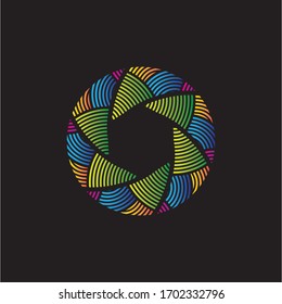 camera diaphragm lens vector logo design template