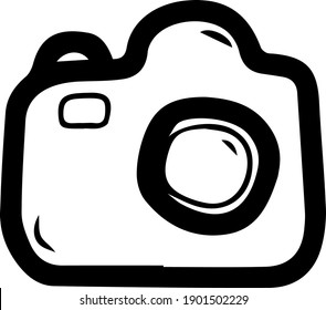 Camera digital icon hand drawn on white paper