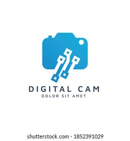 diseño del logotipo de la cámara y del espacio digital negativo