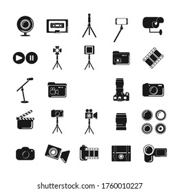 camera, digital camera, tripod, camera lens icon. Multimedia icon set