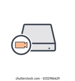 Camera disk drive hard storage video icon. Vector illustration