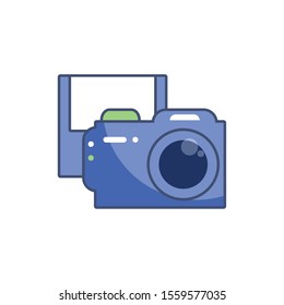 camera and diskette icon design, Digital technology communication social media internet web and wireless theme Vector illustration