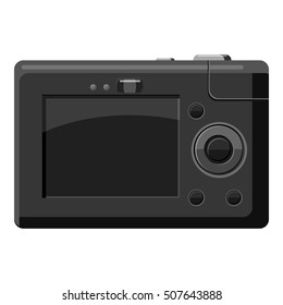 Camera display icon. Gray monochrome illustration of camera display vector icon for web