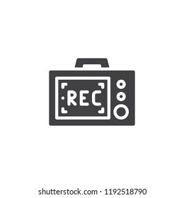 Camera display record vector icon. filled flat sign for mobile concept and web design. DSLR camera rec simple solid icon. Symbol, logo illustration. Pixel perfect vector graphics