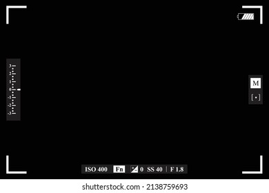 Camera display vector viewfinder isolated on black background