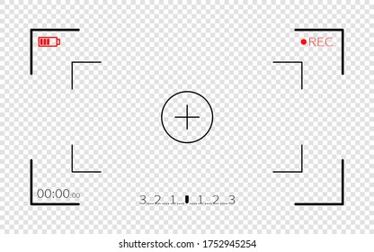 Camera display vector viewfinder, video cam screen background illustration.