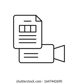 Camera, document icon. Simple line, outline vector elements of cinematography icons for ui and ux, website or mobile application