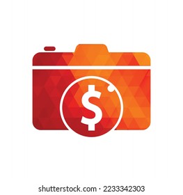 Icono de diseño del logo de la cámara. Vector de diseño de plantillas de logotipos de cámara de dinero.