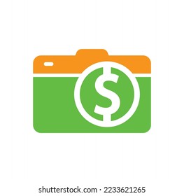 Camera dollar logo design icon. Camera Money Logo Template Design Vector.