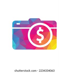Logo-Design-Icon des Camera-Dollars. Camera Money Logo Template Design Vektor.