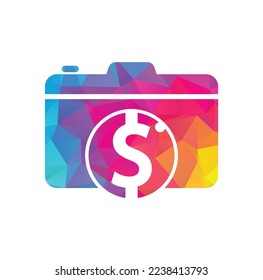 Camera dollar logo design icon. Camera Money Logo Template Design Vector.