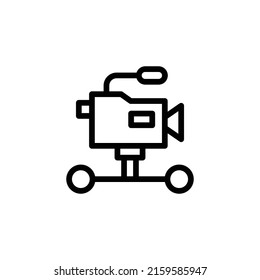 Camera Dolly Icon. Line Art Style Design Isolated On White Background