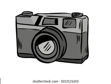 camera doodle color vector 