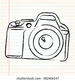 Camera doodle design on book sheet