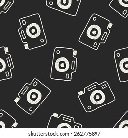 camera doodle drawing seamless pattern background