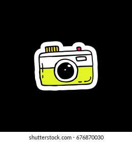 camera doodle icon, sticker
