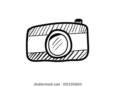 camera doodle icon vector