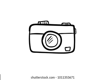 camera doodle icon vector