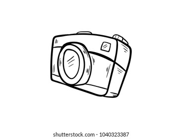 camera doodle icon vector 