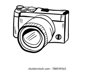 camera doodle icon vector