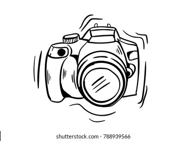 camera doodle icon vector