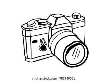 camera doodle icon vector